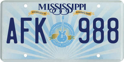 MS license plate AFK988