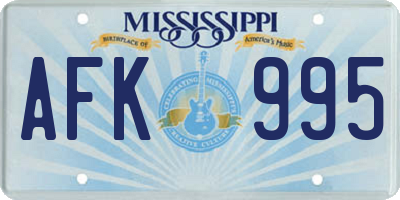 MS license plate AFK995