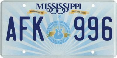 MS license plate AFK996