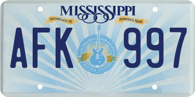 MS license plate AFK997