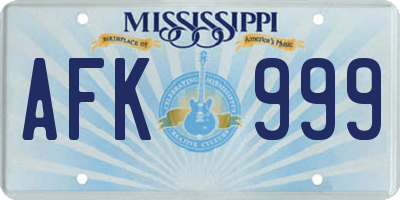 MS license plate AFK999