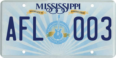 MS license plate AFL003