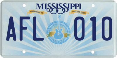 MS license plate AFL010