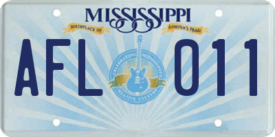 MS license plate AFL011