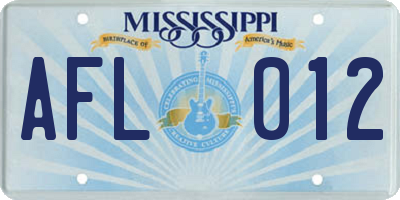MS license plate AFL012