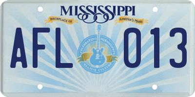 MS license plate AFL013