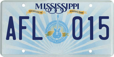 MS license plate AFL015