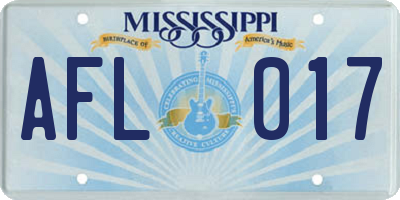 MS license plate AFL017