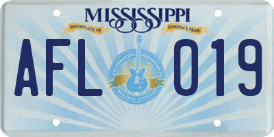 MS license plate AFL019
