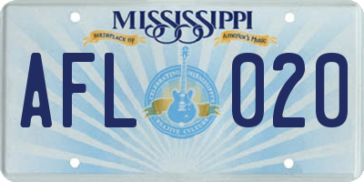 MS license plate AFL020