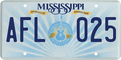 MS license plate AFL025
