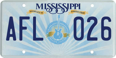 MS license plate AFL026