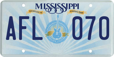 MS license plate AFL070