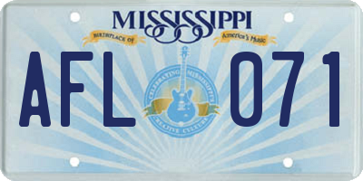 MS license plate AFL071