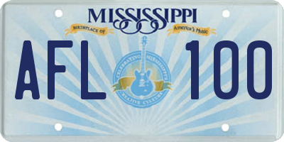 MS license plate AFL100