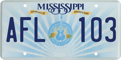 MS license plate AFL103