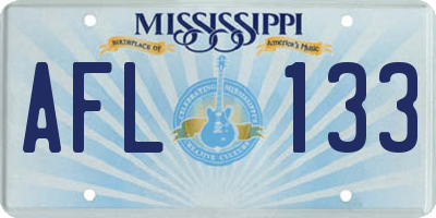 MS license plate AFL133