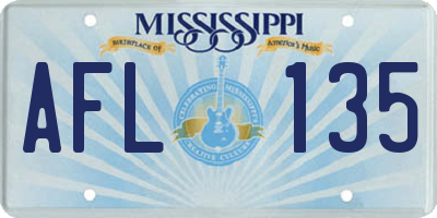 MS license plate AFL135