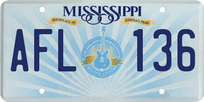 MS license plate AFL136
