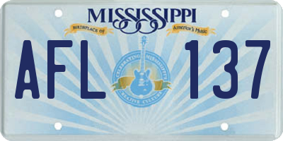 MS license plate AFL137