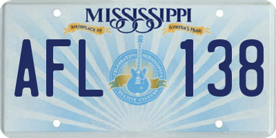 MS license plate AFL138