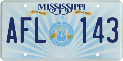 MS license plate AFL143