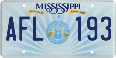 MS license plate AFL193