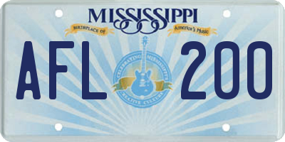 MS license plate AFL200