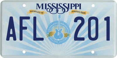 MS license plate AFL201