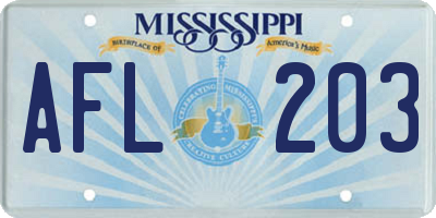MS license plate AFL203