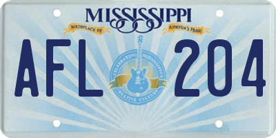 MS license plate AFL204