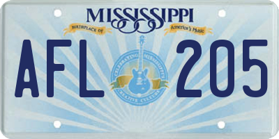 MS license plate AFL205