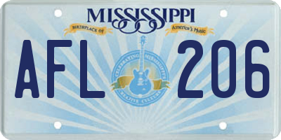 MS license plate AFL206