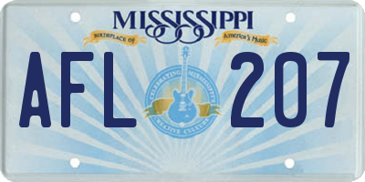 MS license plate AFL207