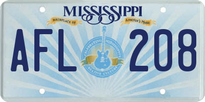 MS license plate AFL208
