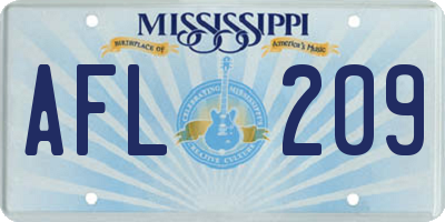 MS license plate AFL209