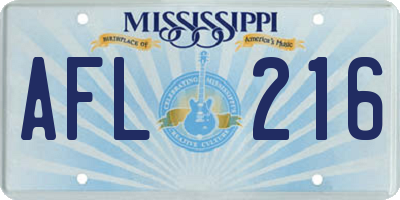 MS license plate AFL216
