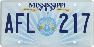MS license plate AFL217