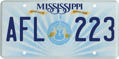 MS license plate AFL223