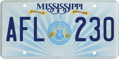 MS license plate AFL230