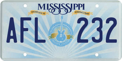 MS license plate AFL232