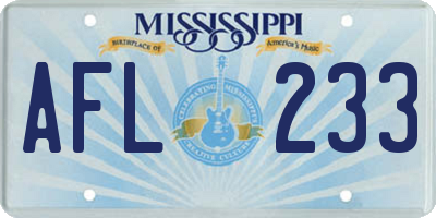 MS license plate AFL233