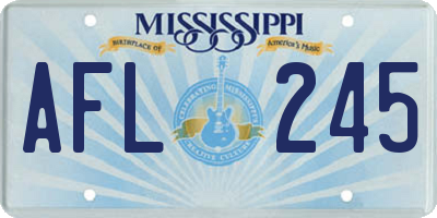 MS license plate AFL245