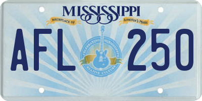MS license plate AFL250