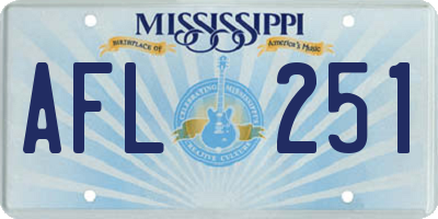 MS license plate AFL251