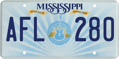 MS license plate AFL280