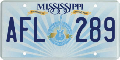 MS license plate AFL289