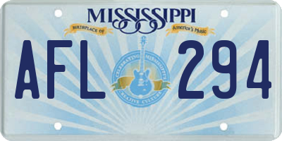 MS license plate AFL294