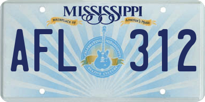 MS license plate AFL312