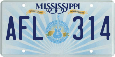 MS license plate AFL314